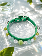 KINLUME Forest Veil natural crystal and cowhide pet collar product view