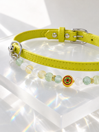 KINLUME Lime Sorbet natural crystal and cowhide pet collar product view