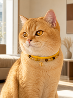 Pet wearing the KINLUME Solar Radiance handmade natural crystal collar