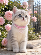 Pet wearing the KINLUME Moonlit Rose handmade natural crystal collar