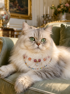 Pet wearing the KINLUME Strawberry Aura handmade natural crystal collar