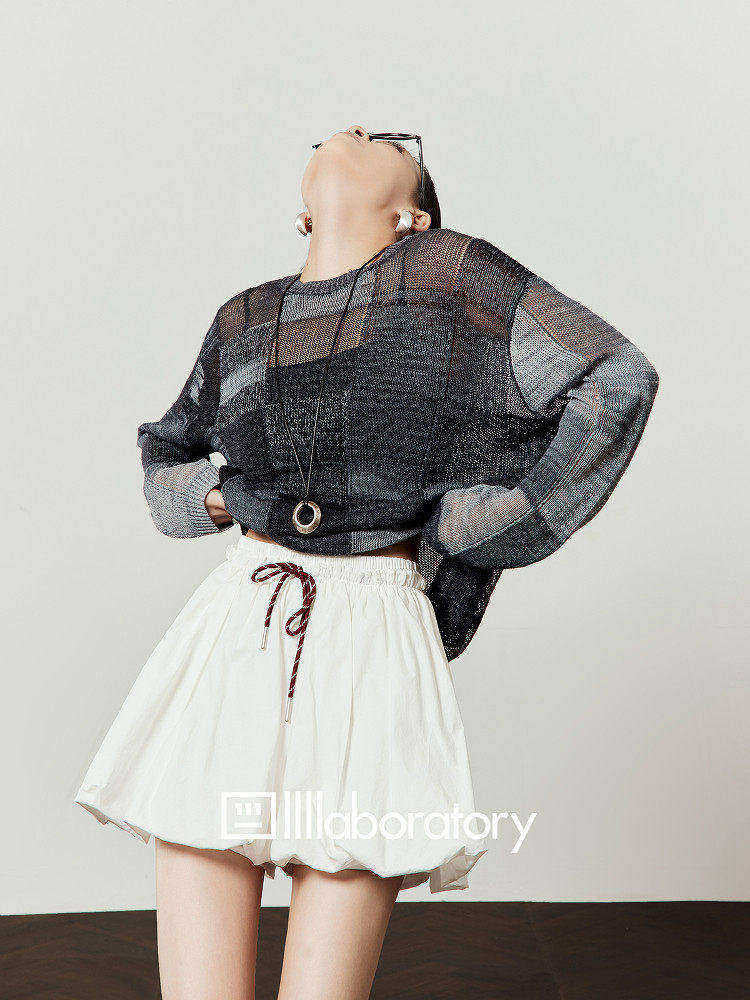 Color-Block Sheer Knit Cover-Up — product image 2: 主图_01