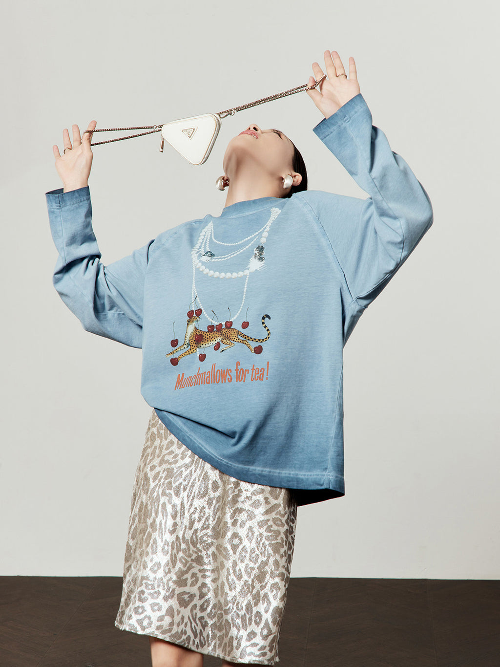 Pearl Leopard Blue Tee & Skirt — product image 1: SKU 属性图_01