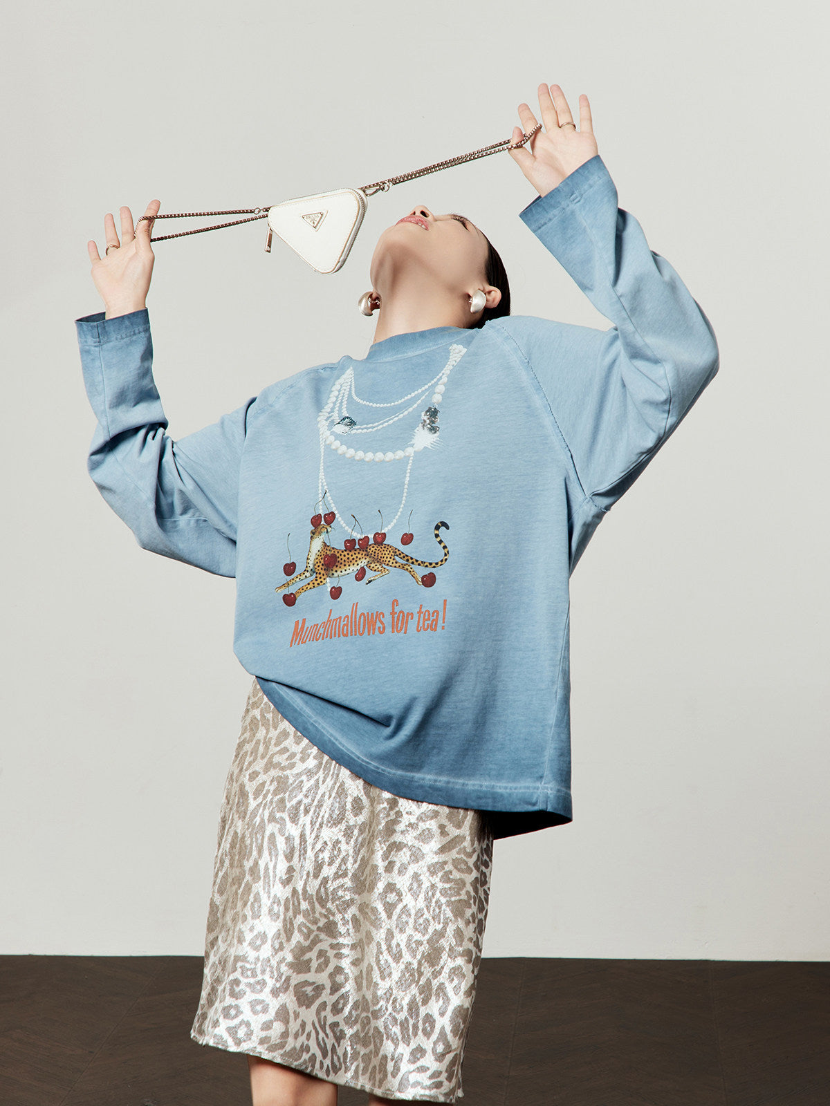 Pearl Leopard Blue Tee & Skirt — product image 1: SKU 属性图_01