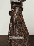Gold Leopard A-Line Midi Skirt — product image 1: 主图_01