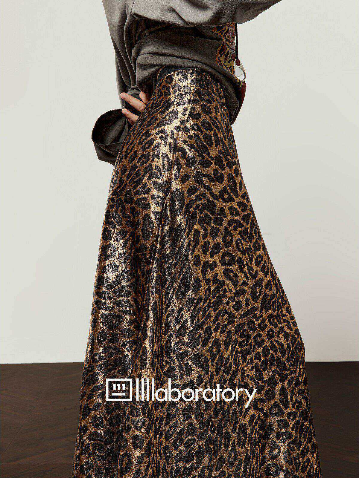Gold Leopard A-Line Midi Skirt — product image 1: 主图_01