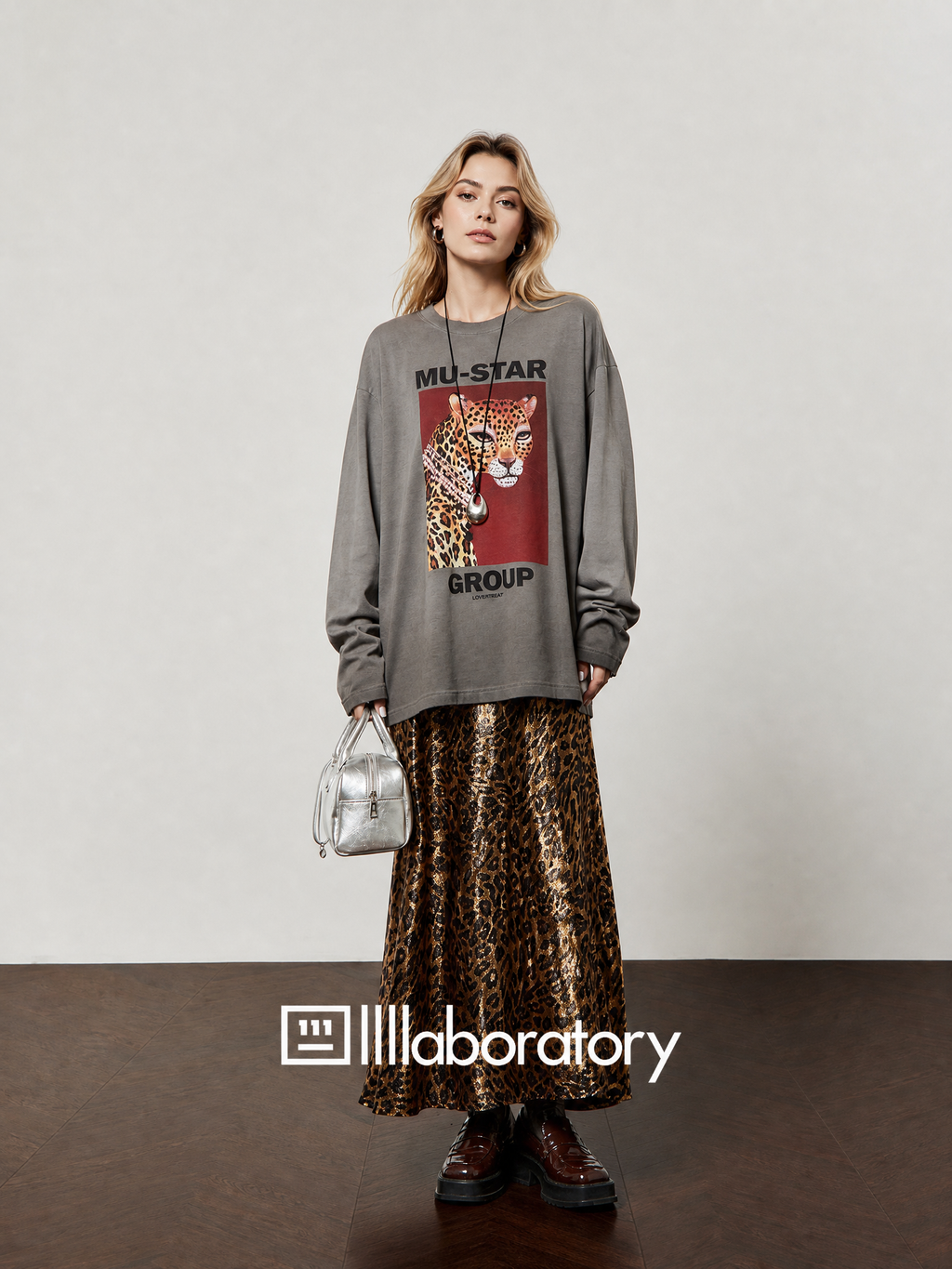 Gold Leopard A-Line Midi Skirt — product image 6: A01