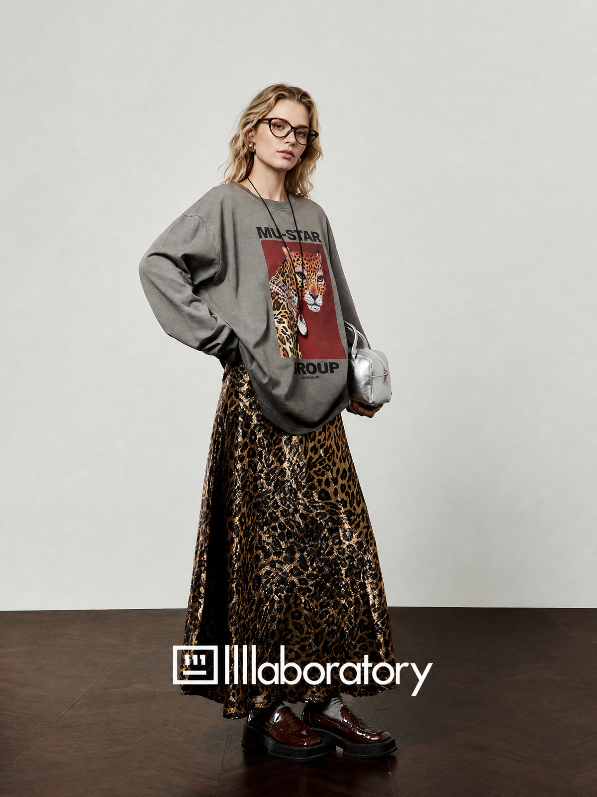 Gold Leopard A-Line Midi Skirt — product image 7: A02