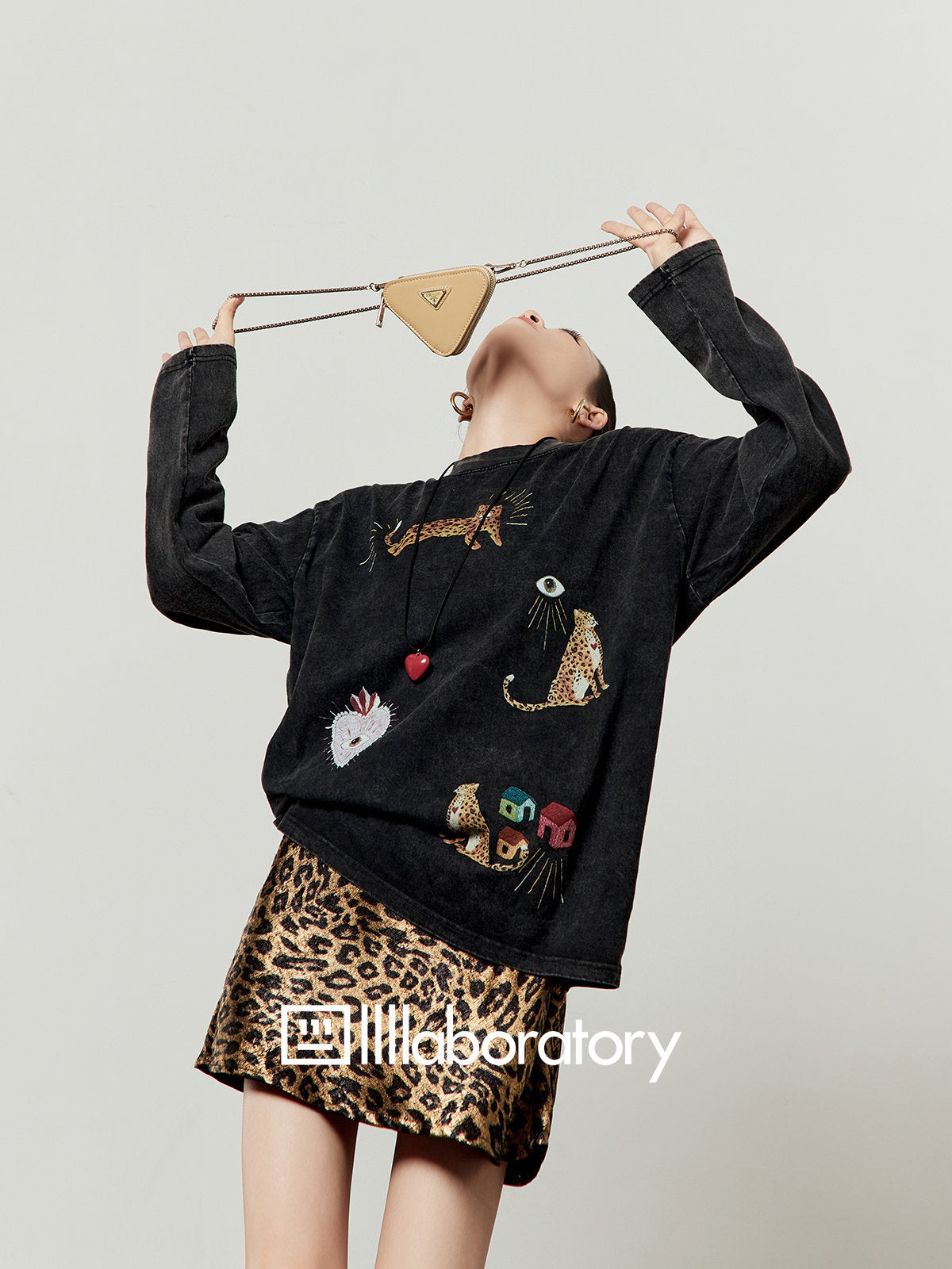 Leopard Garden Black Tee & Skirt — product image 5: 主图_02
