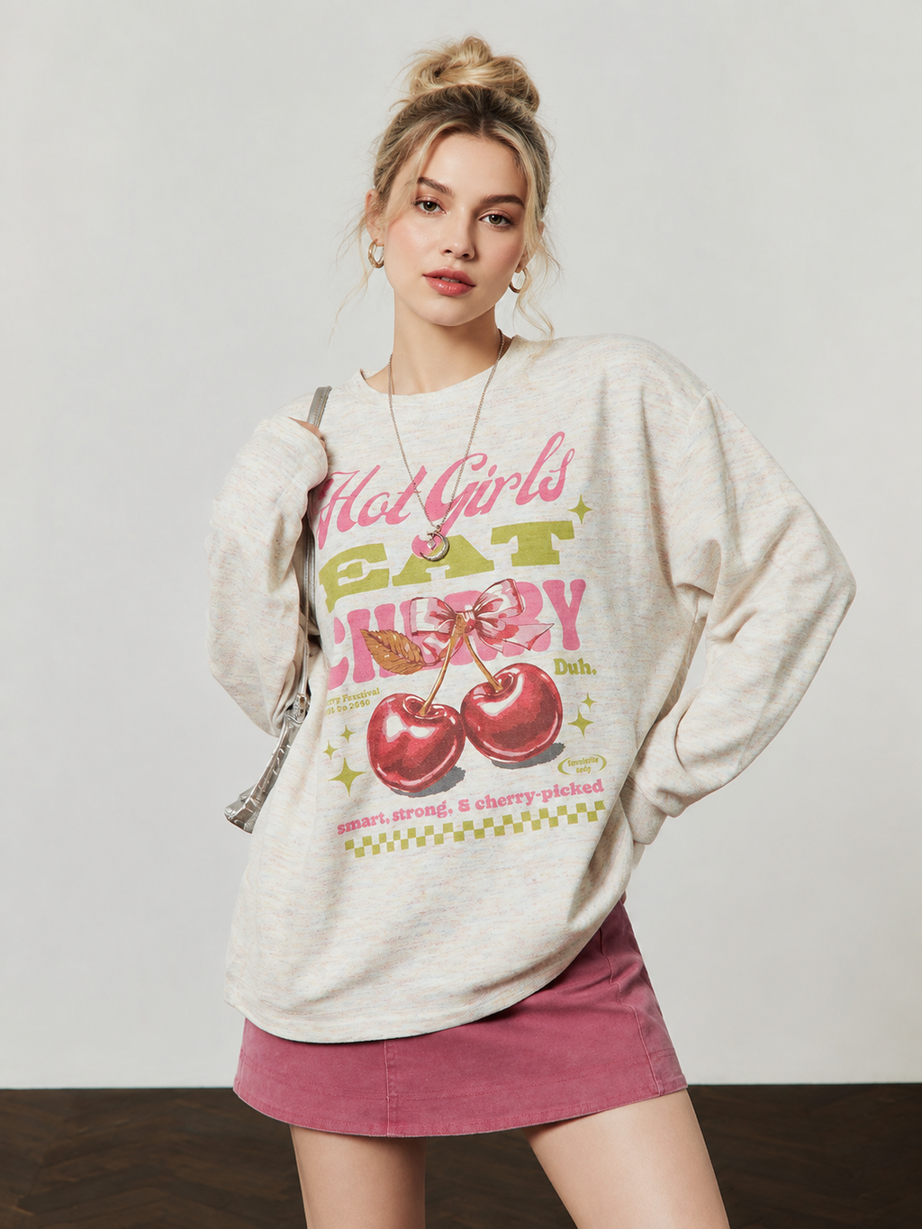 Cherry Pictorial Pink Tee & Skirt — product image 3: A07