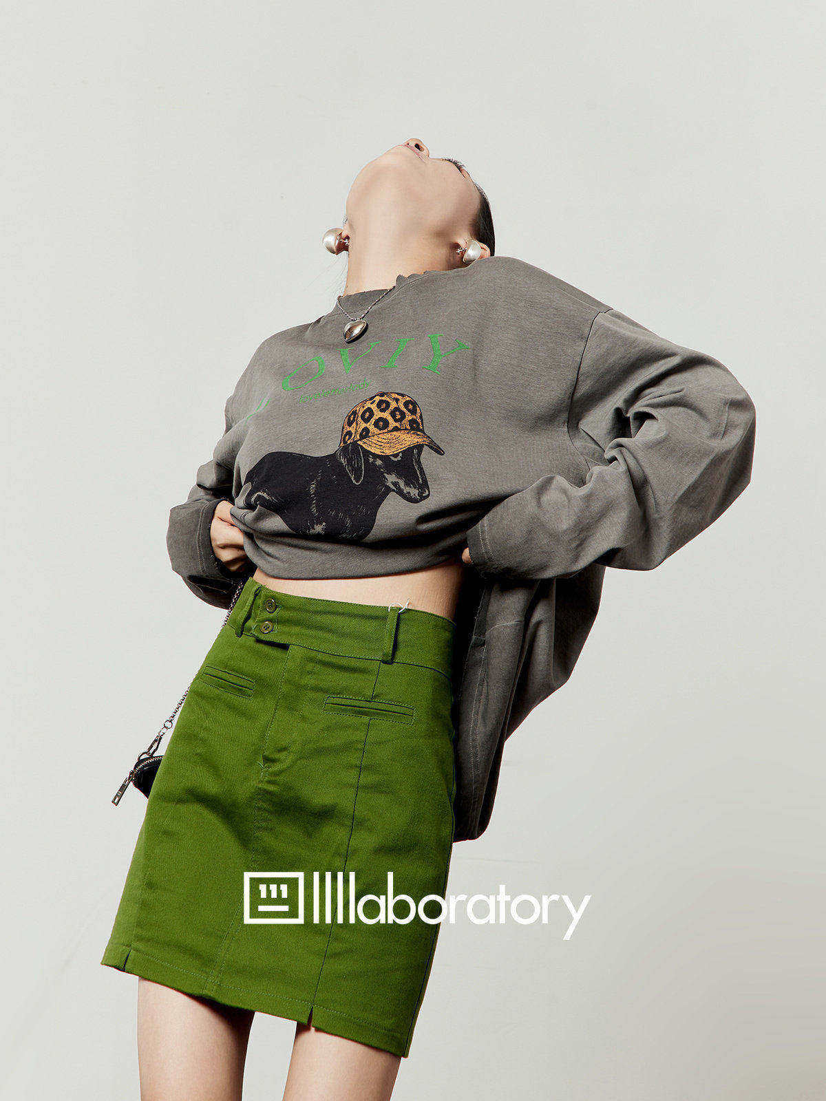 Hooded Pup Gray Tee & Skirt — product image 1: 主图_01
