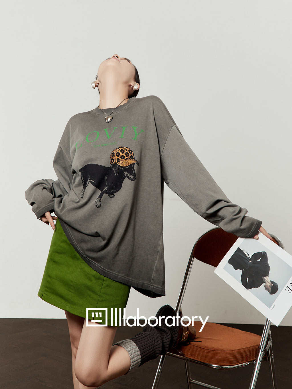 Hooded Pup Gray Tee & Skirt — product image 8: 描述图_07