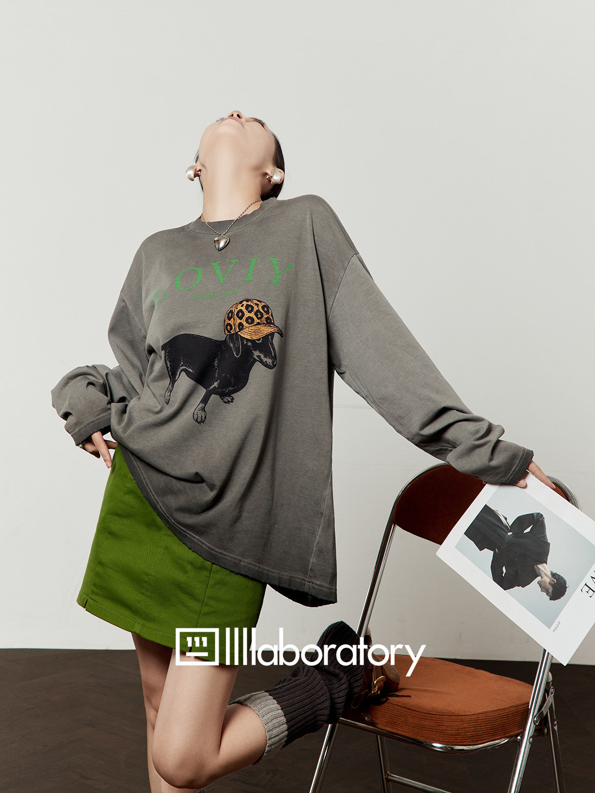 Hooded Pup Gray Tee & Skirt — product image 8: 描述图_07