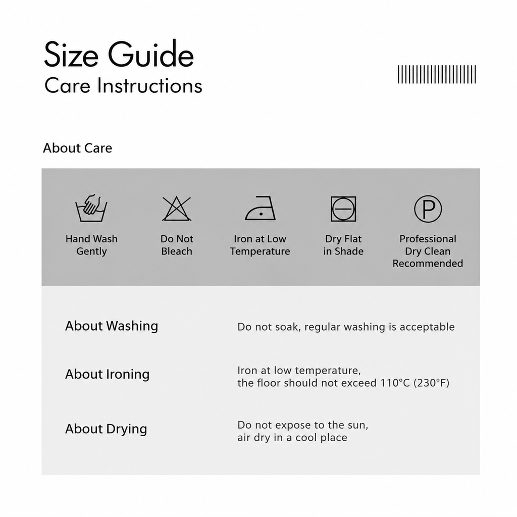 English care guide for the printed tee and flocked skirt