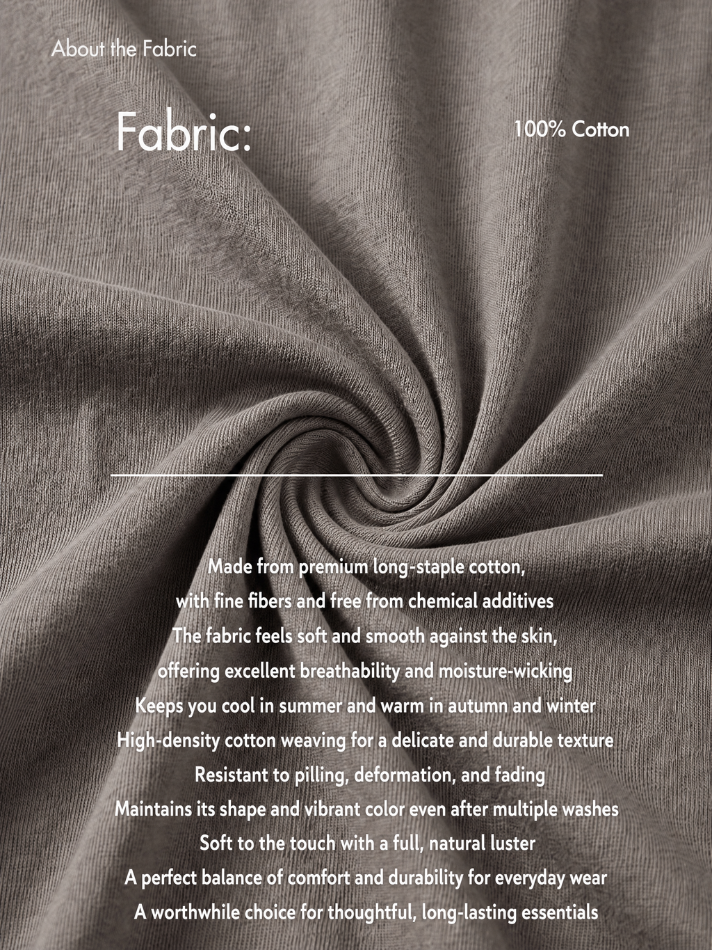 English fabric guide for the soft breathable coffee-brown T-shirt