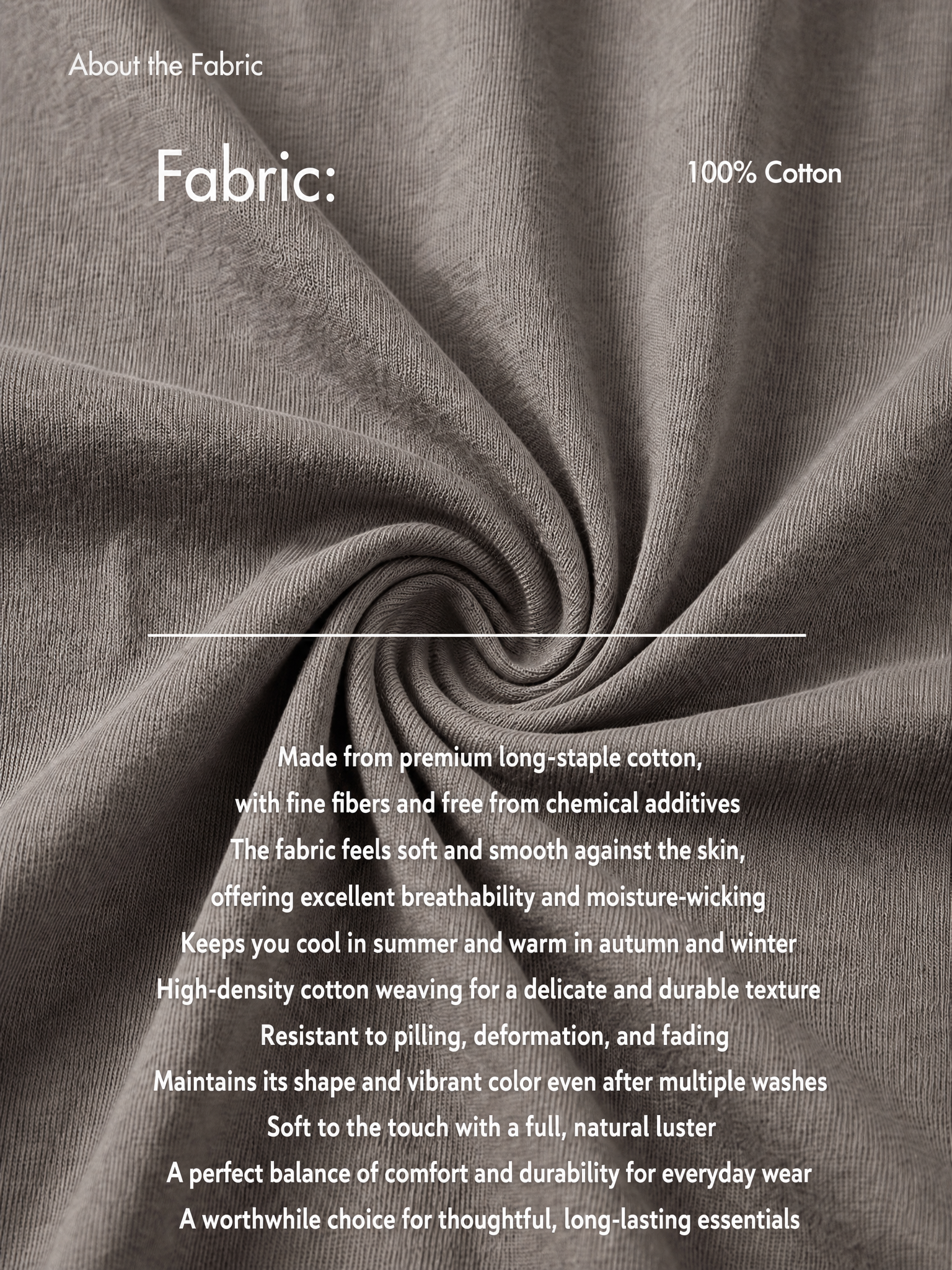 English fabric guide for the soft breathable coffee-brown T-shirt