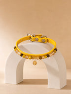 KINLUME Solar Radiance handmade natural crystal and cowhide pet collar detail