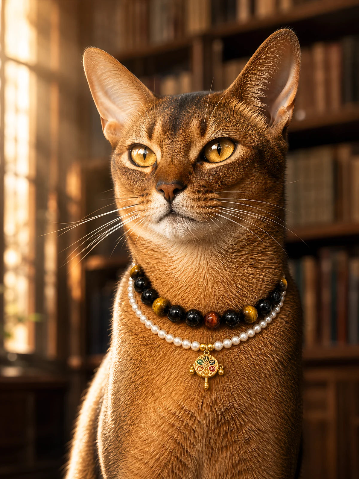 Nomad King — Handmade Tiger’s Eye & Cowhide Pet Collar