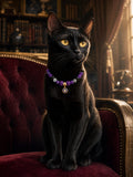 Pet wearing the KINLUME Imperial Twilight handmade natural crystal collar